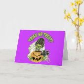 Braut von Frankenstein Schädel Karte (Gelbe Blume)