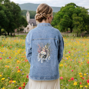 Braut-Watercolor Boho-Rustikal Blumen Wildblumen Jeansjacke