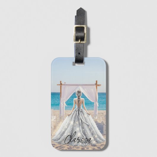 Braut Wedding Day Beach Hochzeit Extravagante Gown Gepäckanhänger (Vorderseite Vertikal)