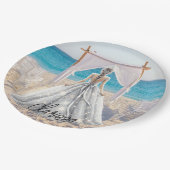 Braut Wedding Day Beach Hochzeit Extravagante Gown Pappteller (Schrägansicht)