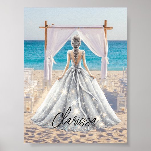 Braut Wedding Day Beach Hochzeit Extravagante Gown Poster (Vorne)