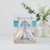 Braut Wedding Day Beach Hochzeit Extravagante Gown Postkarte (Stehend Vorderseite)