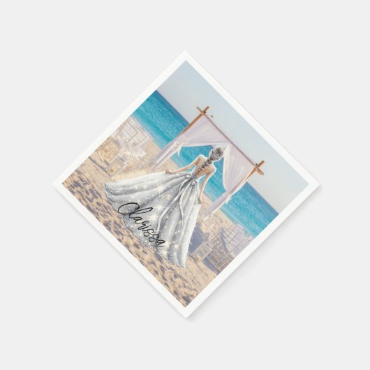 Braut Wedding Day Beach Hochzeit Extravagante Gown Serviette (Ecke)