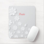 Braut, weiß auf weißem Blumenmuster. Mousepad (Mit Mouse)