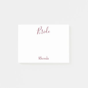 Braut Weiß und Burgund Post-it Klebezettel