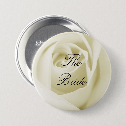 Braut (weiße Rose) Button (Vorne & Hinten)