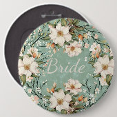 Braut weiße Wildblumen Blumen Button (Vorne & Hinten)