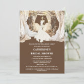 Braut weißes Hochzeitskleid Boho Streichlampen Einladung (Stehend Vorderseite)