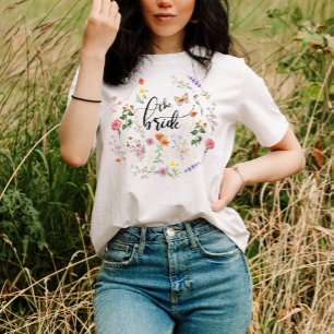 Braut Wilde Blumen Vintage Schmetterling T-Shirt