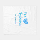 Braut wird Mrs Name Datum Blaue Herz Wasserfarbe Fleecedecke (Vorderseite (Horizontal))