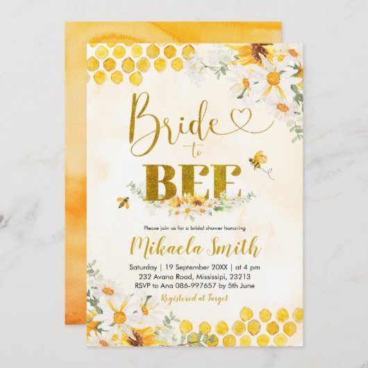 Braut zu Bier Bridal Dusche Einladung (Vorne/Hinten)