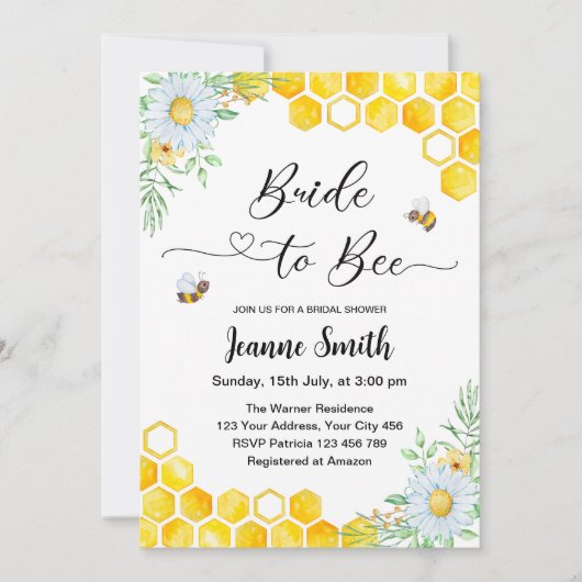 Braut zu Brautdusche Einladung (Vorderseite)