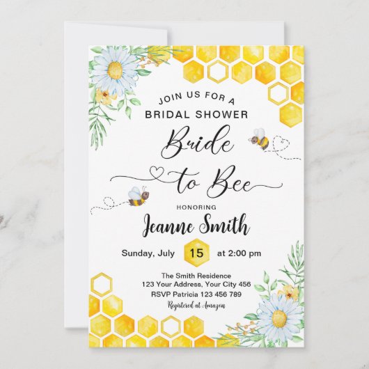 Braut zu Brautdusche Einladung (Vorderseite)