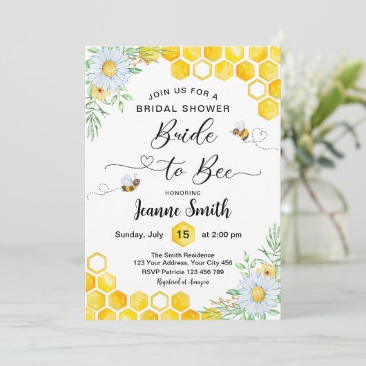 Braut zu Brautdusche Einladung (Stehend Vorderseite)