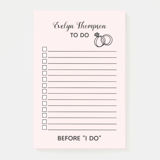 Braut zu List Hochzeit Post-it Klebezettel (Vorderseite)