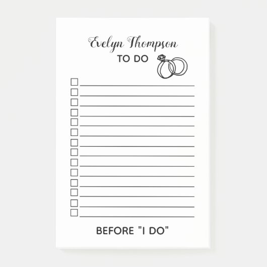Braut zu List Hochzeit Post-it Klebezettel (Vorderseite)