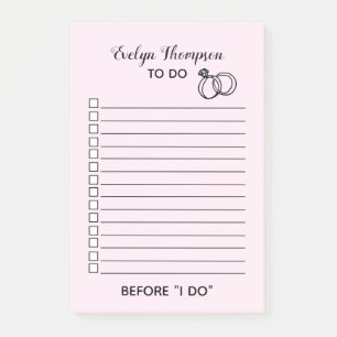 Braut zu List Hochzeit Post-it Klebezettel