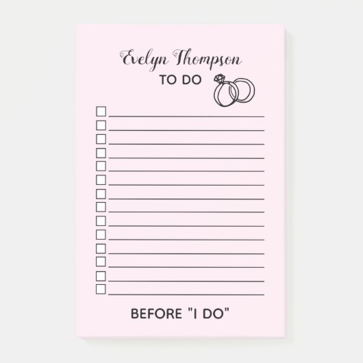 Braut zu List Hochzeit Post-it Klebezettel (Vorderseite)