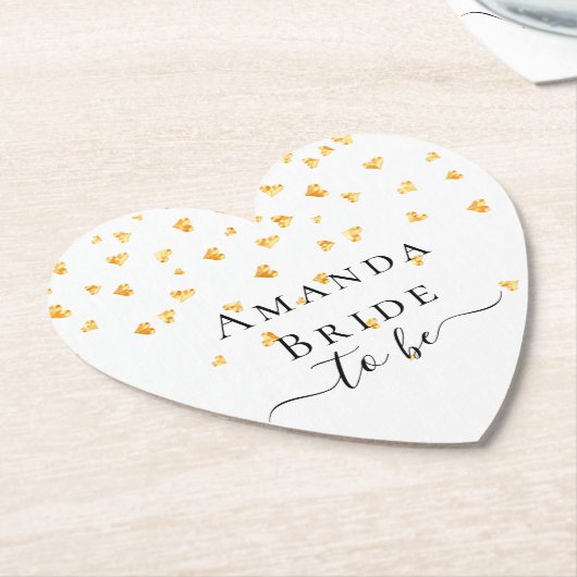 Braut zu sein goldene Herzen sprinkle Name Untersetzer (angewinkelt)
