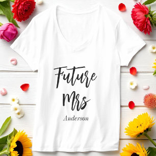 Braut Zukunft Mrs Hochzeit Schwarz Weiß  T-Shirt