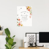 Braut zum Biene Florales Babyshower Willkommen Poster (Heimbüro)
