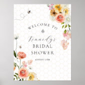 Braut zum Biene Florales Babyshower Willkommen Poster (Vorne)
