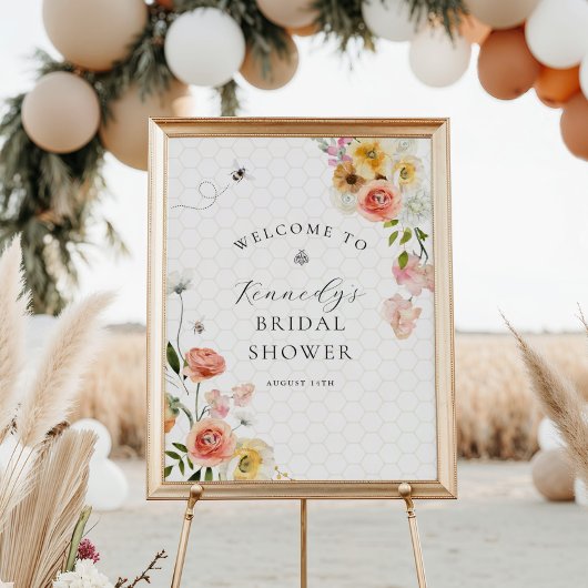 Braut zum Biene Florales Babyshower Willkommen Poster