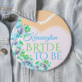 Braut, zum blaue und grüne Watercolor-Blumen zu Button (Beispiel)