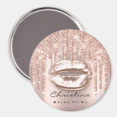 Braut zum Brautparty Küssen Lippen Glitzer Rose Magnet (Vorderseite/Rückseite)