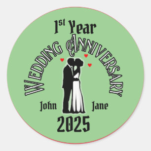 Braut zum Hochzeitstag und Groomkuchen Küssen Runder Aufkleber