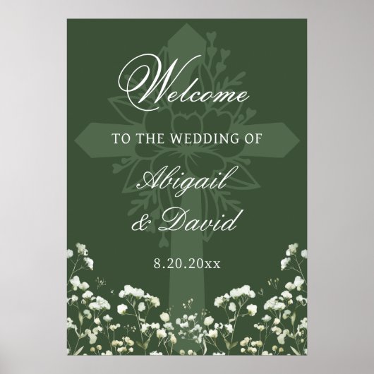 Brautatem Atem Grüner Religiöser Hochzeitsempfang Poster (Vorne)