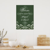 Brautatem Atem Grüner Religiöser Hochzeitsempfang Poster (Küche)