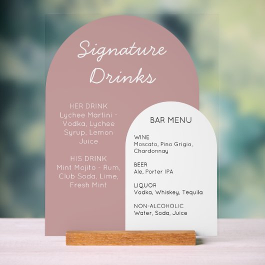 Brautbar-Schild mit rosa Bogen - individuelle Anze Acrylschild (Neutral)