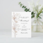 Brautbeige-Wildblume Einladungspostkarte (Stehend Vorderseite)