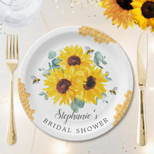 Brautbiene Honigwabe Sonnenblume Brautparty Pappteller