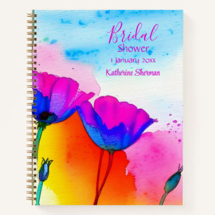 Brautdusche Aquarell Blumen Kalifornischer Mohn Notizblock