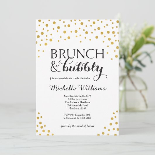 Brautdusche/Brunch & Bubbly Einladung (Stehend Vorderseite)