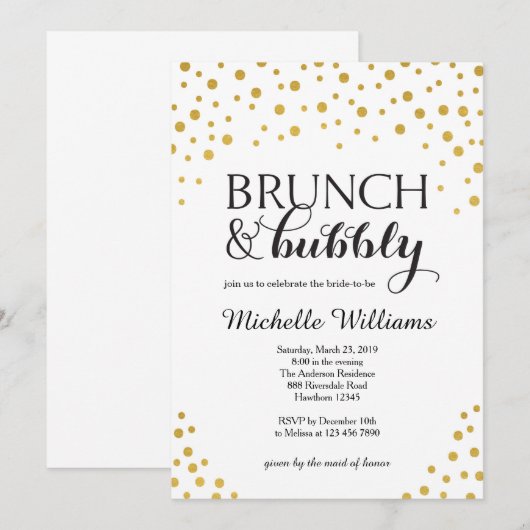 Brautdusche/Brunch & Bubbly Einladung (Vorne/Hinten)