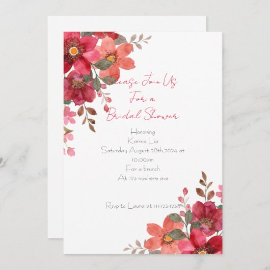 Brautdusche Einladung (Vorne/Hinten)