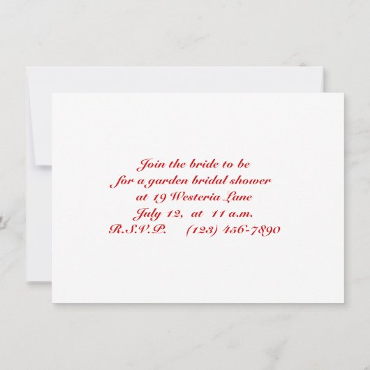 Brautdusche Einladung (Rückseite)