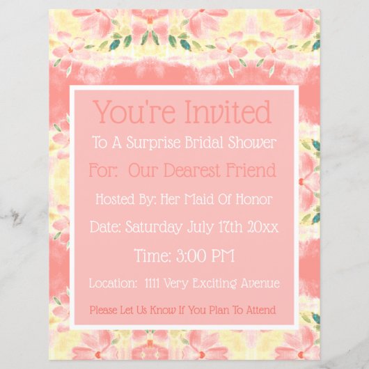 Brautdusche Einladung (Rückseite)