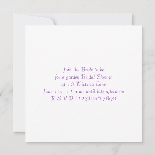 Brautdusche Einladung (Rückseite)