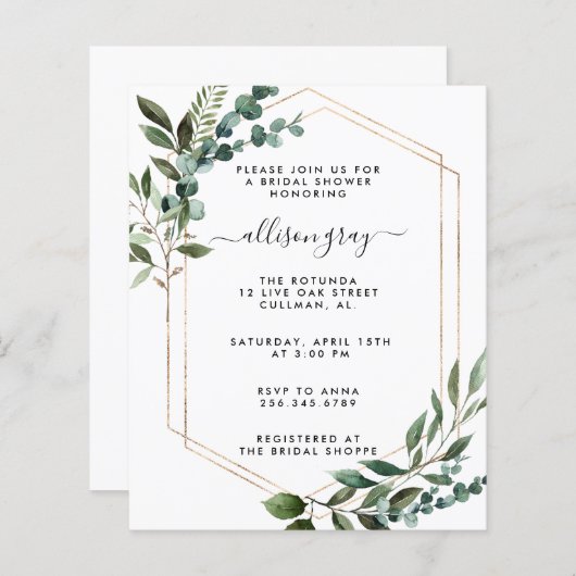 Brautdusche Einladung (Vorne/Hinten)