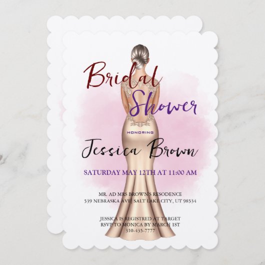 Brautdusche Einladung (Vorne/Hinten)