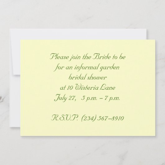 Brautdusche Einladung (Rückseite)