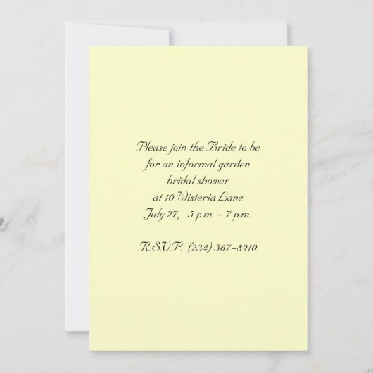 Brautdusche Einladung (Rückseite)