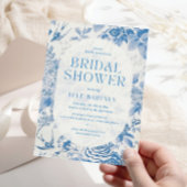 Brautdusche Einladung Blauer Blume Vintag