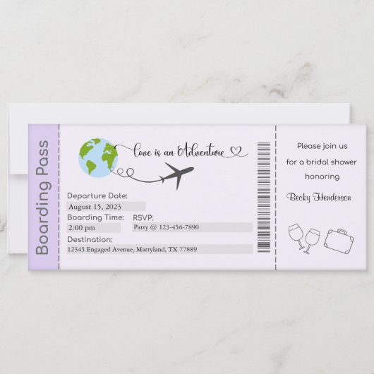 Brautdusche Einladung, Braut zur Einladung (Vorderseite)