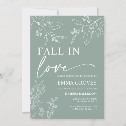 Brautdusche Einladung Fall in Liebe (Vorderseite)