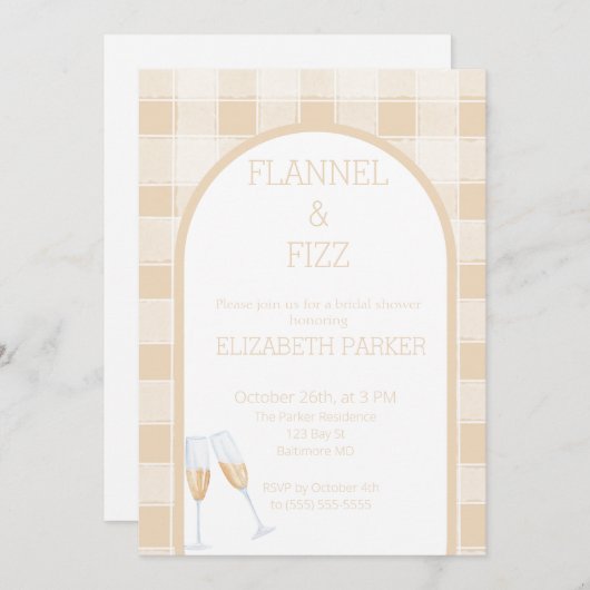 Brautdusche Einladung - Flannel und Fizz Fall (Vorne/Hinten)
